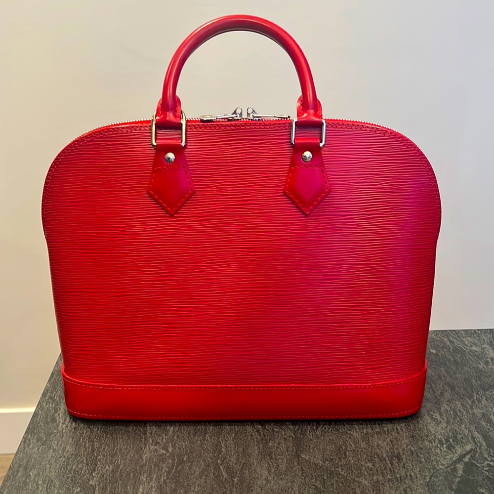 Louis Vuitton Alma PM Handbag, red